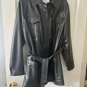 Calvin Klein Women's Black Faux Leather Jacket